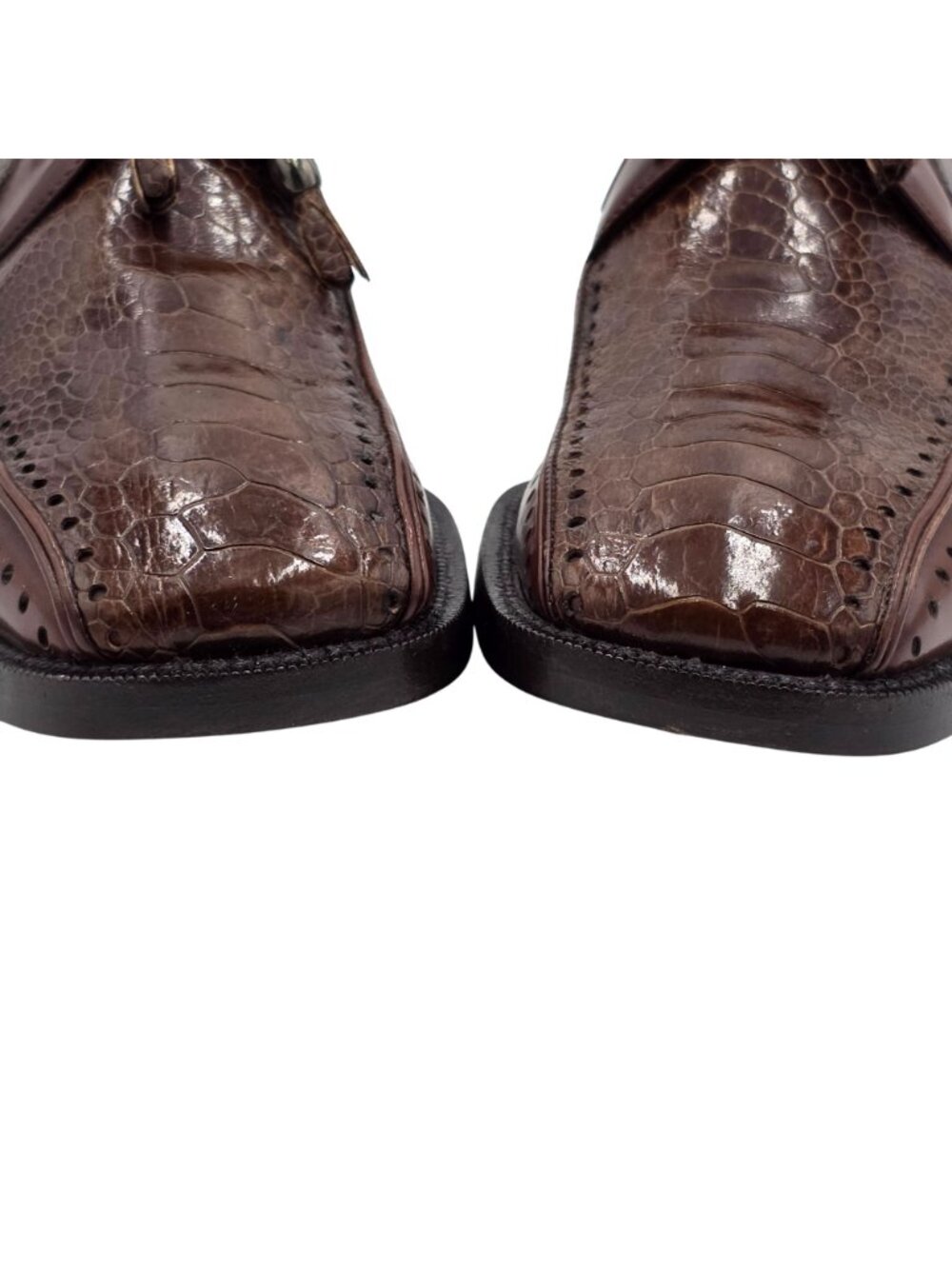 NEW Vintage Exotic Ostrich Leg Dress Shoes City Slicker Brown Mens 8M Oxfords - Picture 11 of 13